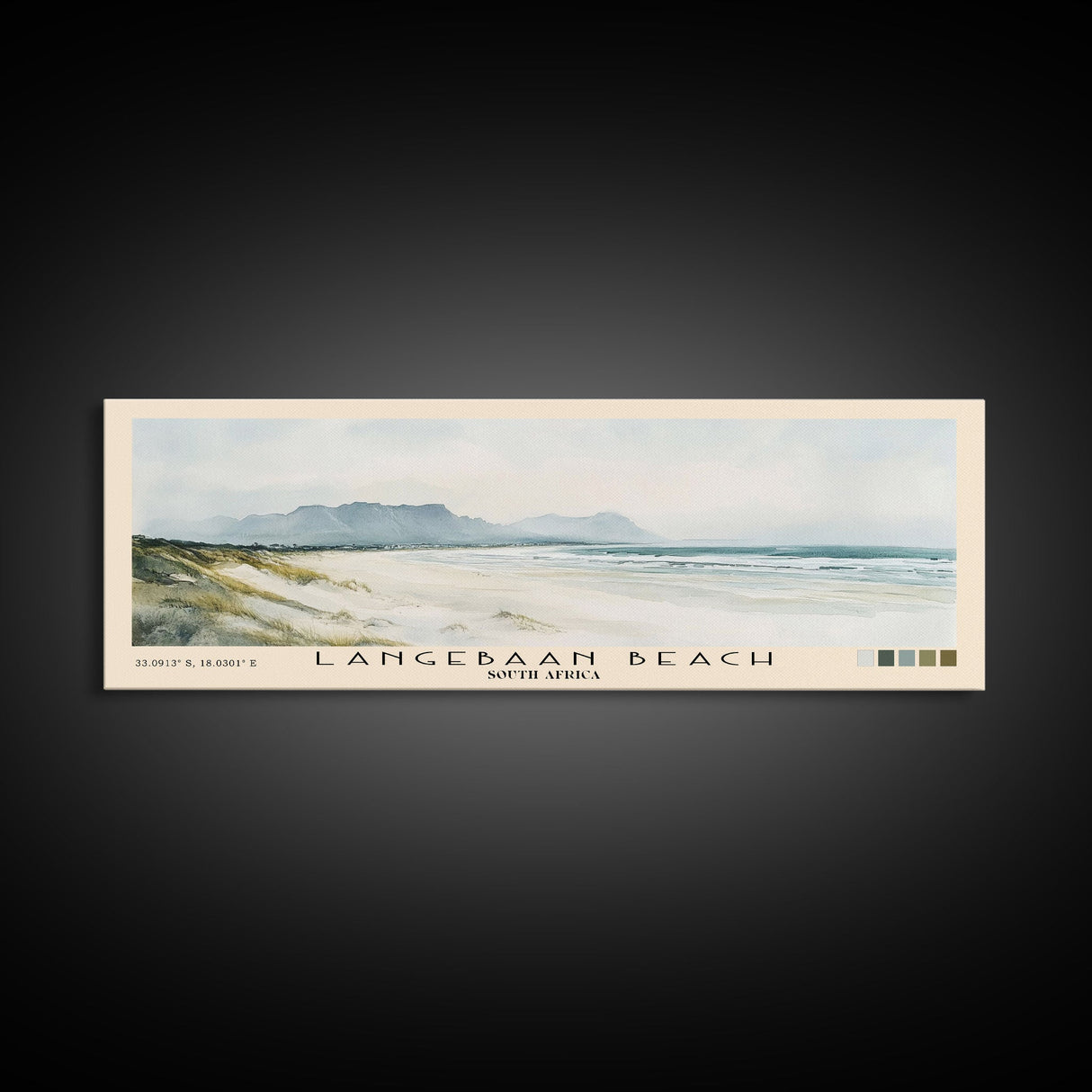 Langebaan Beach, South Africa Watercolor Print, Vacation Gift, South Africa Wall Art, Beach Painting, Beach Decor, Large Wall Art, Wood Frame Art