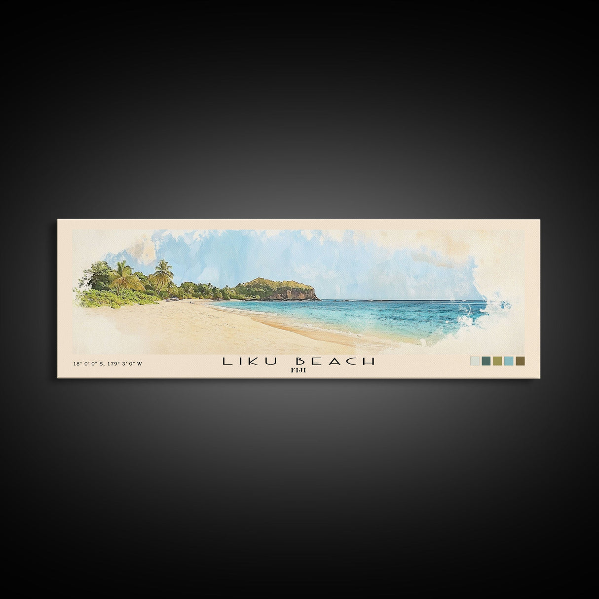 Liku Beach, Fiji Watercolor Print, Vacation Gift, Fiji Wall Art, Beach Painting, Beach Decor, Beach Or Lakehouse Art