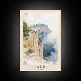 Capri, Italy Watercolor Beach Print, Vacation Gift, Italy Wall Art, Beach Painting, Beach Decor, Beach Painting