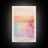 Cruise Center Beach, Turks and Caicos Watercolor Print, Vacation Gift, Turks and Caicos Wall Art, Beach Painting, Beach Decor, Large Wall Art, Wood Frame Art