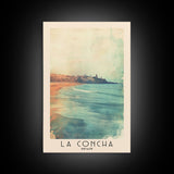 La Concha, Spain Watercolor Print, Vacation Gift, Spain Wall Art, Beach Painting, Beach Decor, Large Wall Art, Wood Frame Art