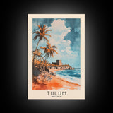 Tulum, Mexico Watercolor Print, Vacation Gift, Mexico Wall Art, Beach Painting, Beach Decor, Large Wall Art, Wood Frame Art