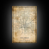 Columbus vintage map print poster or framed canvas, Ohio map print poster canvas, Columbus city map print poster canvas