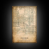 Phoenix Arizona Street Map, Framed Canvas Art, Arizona United States Road Map Wall Art, Office Wall Art, Wall Decor for Office