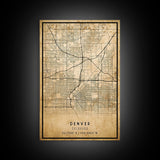 Denver map print poster canvas, Colorado map print poster canvas, Denver city map print poster canvas, framed road map art, office decor