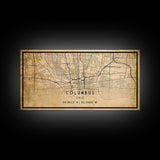 Columbus vintage map print poster or framed canvas, Ohio map print poster canvas, Columbus city map print poster canvas