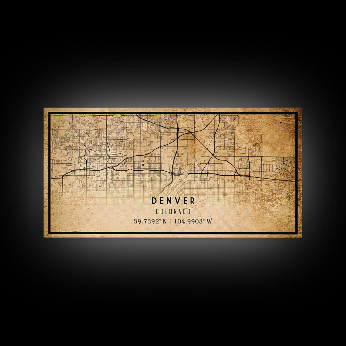 Denver map print poster canvas, Colorado map print poster canvas, Denver city map print poster canvas, framed road map art, office decor