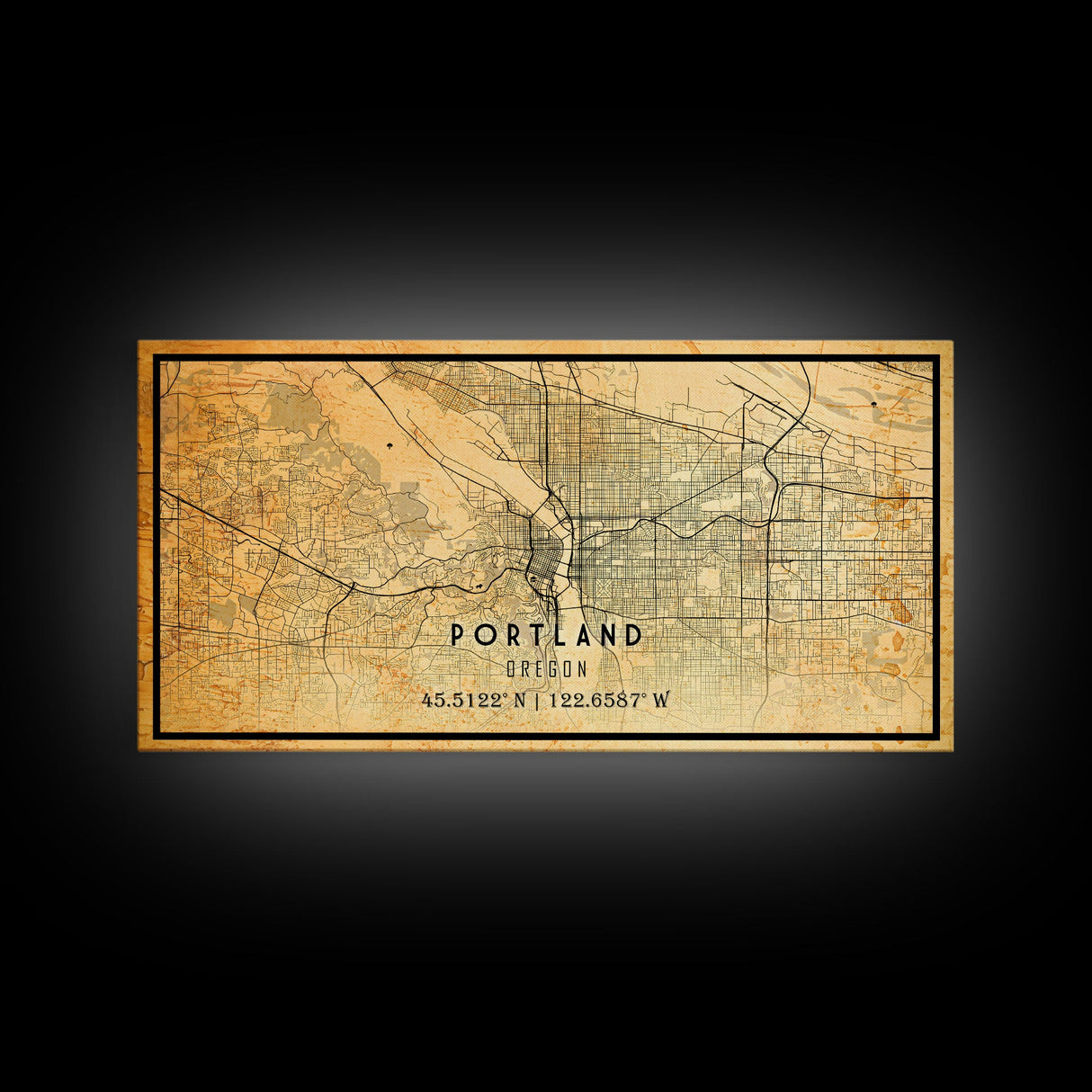 Portland Oregon Street Map, Framed Canvas Art, Oregon United States Road Map Wall Art, Office Wall Art, Portland Wall Decor for Office