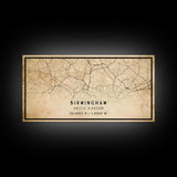 Birmingham UK map print poster or framed canvas, England map print poster canvas, UK city map print poster canvas, Vintage Travel Art