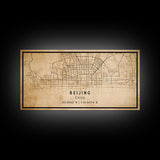 Beijing China map print poster or framed canvas, Beijing map print poster canvas, Beijing city map print poster canvas, Vintage Travel Art