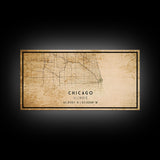 Distressed Chicago map print poster or framed canvas, Illinois road map print poster canvas, Chicago city map print poster canvas