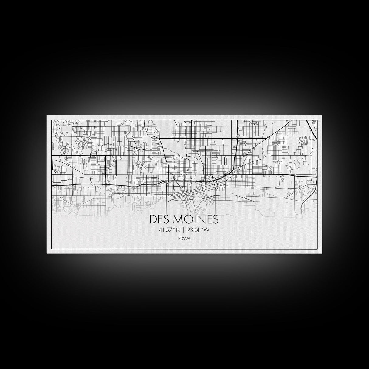 Des Moines Street Map, Iowa Map, Map Print, Minimalist Art, Wall Art, Canvas Art, Girls Bedroom Décor, Dorm Room Décor, Gift For Dad, Office