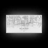 Des Moines Street Map, Iowa Map, Map Print, Minimalist Art, Wall Art, Canvas Art, Girls Bedroom Décor, Dorm Room Décor, Gift For Dad, Office