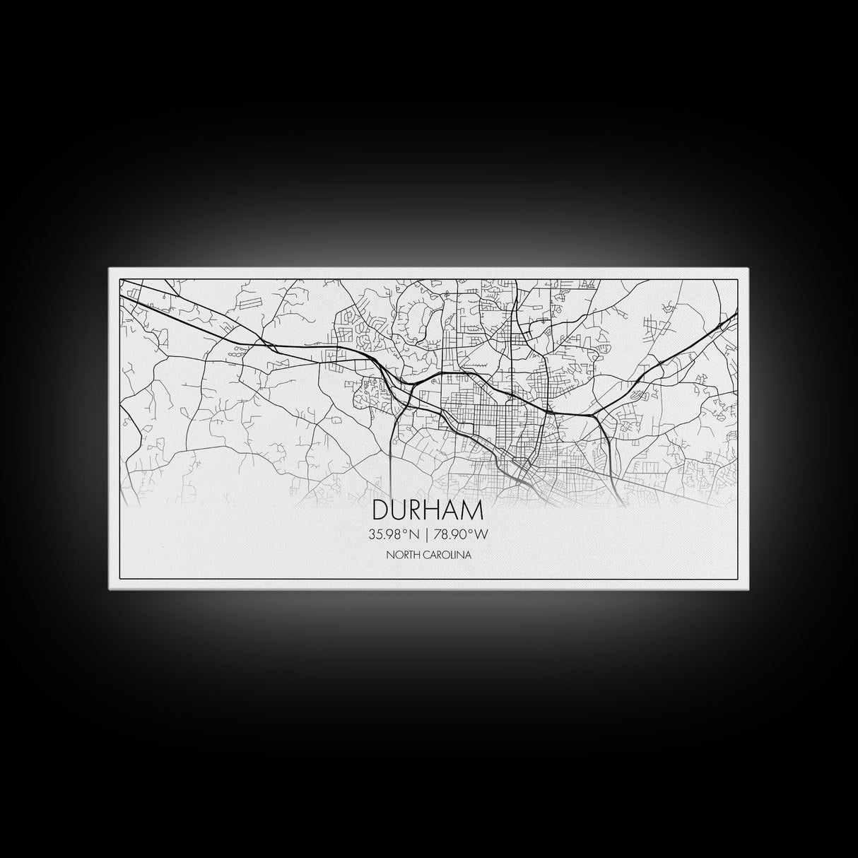 Durham Street Map, North Carolina Map, Map Art, Minimalist Art, Wall Art, Canvas Art, Trendy Room Décor, Bar Room Décor, Teacher Gift