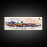 Ceske Budejovice Czech Wall Art, Panoramic Travel Poster, Panoramic Framed Canvas Print, City Wall Art, Wall Hanging Home Decor, Travel Art