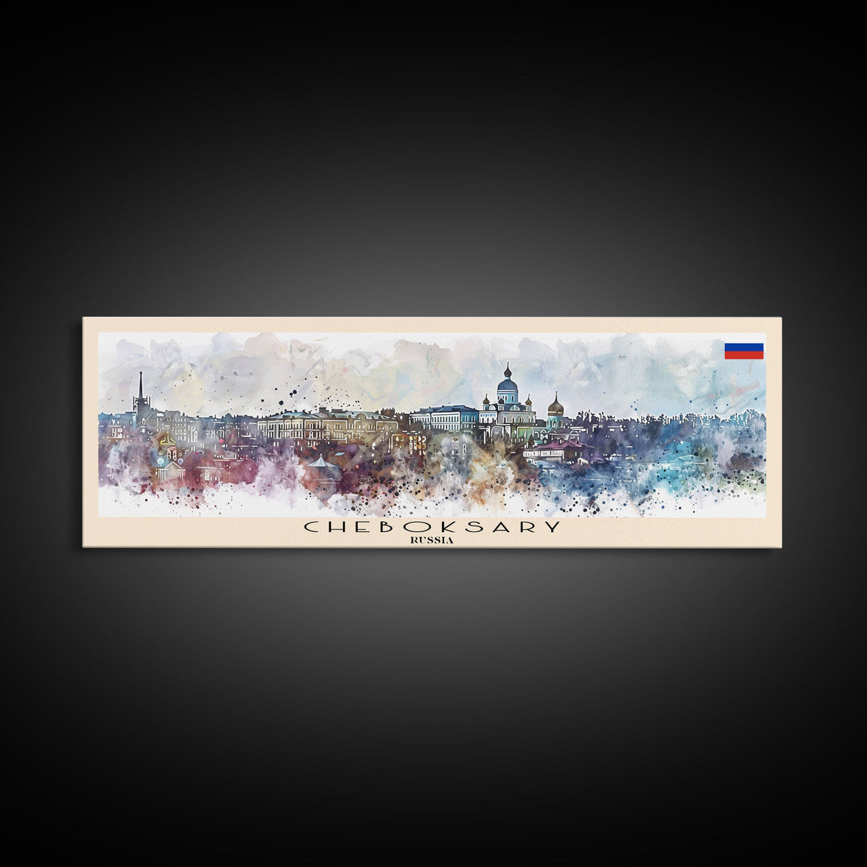 Cheboksary Russia Travel Art, City Art, Framed Canvas Print or Metal Wall Art, Europe Travel Poster, Panoramic Wall Art, Extra Wide Wall Art