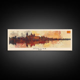 Huelva Spain Panoramic Travel Poster, Framed Canvas Print or Metal Wall Art, Travel Art, Home Decor, Panoramic Painting, Midcentury Art