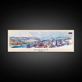 Surgut Russia Panoramic Travel Poster, Framed Canvas Print or Metal Wall Art, Travel Art, Home Decor, Panoramic Painting, Midcentury Art