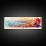 Trieste Italy Panoramic Travel Poster, Framed Canvas Print or Metal Wall Art, Travel Art, Home Decor, Panoramic Painting, Midcentury Art