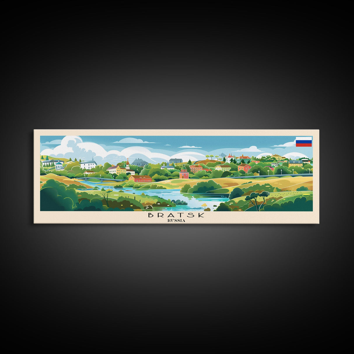 Bratsk Russia Travel Print Wall Art, Panoramic City Art, Travel Art, Wall Decor, Vacation Gift, Framed Canvas Print Or Metal Art