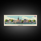 Breda Netherlands Panoramic Travel Poster, Framed Canvas Print or Metal Wall Art, Travel Art, Home Decor, Panoramic Painting, Midcentury Art