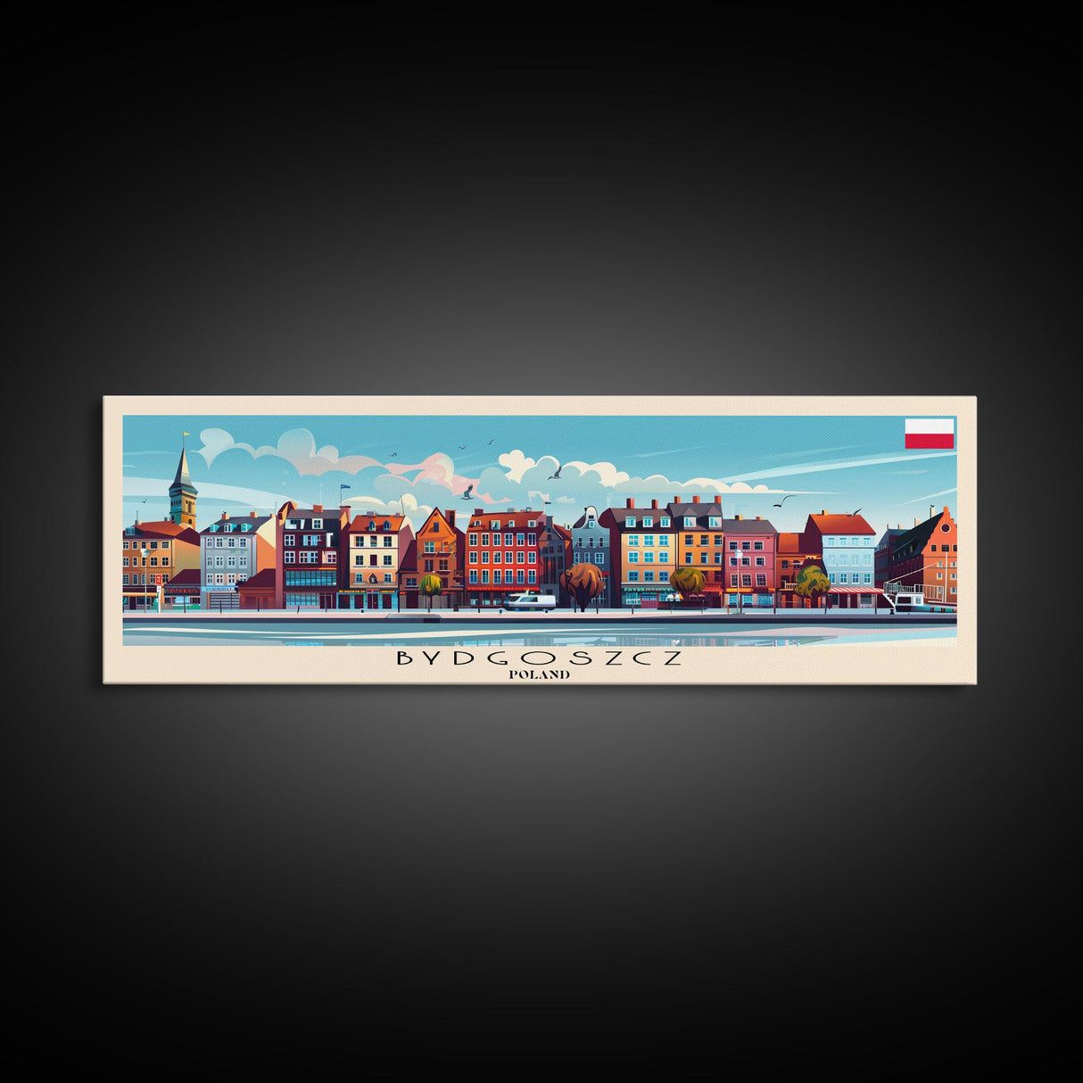 Bydgoszcz Poland Travel Art, City Art, Framed Canvas Print or Metal Wall Art, Europe Travel Poster, Panoramic Wall Art, Extra Wide Wall Art
