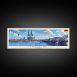 Cologne Germany Panoramic Travel Poster, Framed Canvas Print or Metal Wall Art, Travel Art, Home Decor, Panoramic Painting, Midcentury Art