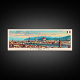 Florence Italy Panoramic Travel Poster, Framed Canvas Print or Metal Wall Art, Travel Art, Home Decor, Panoramic Painting, Midcentury Art