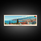 Funchal Portugal Travel Print Wall Art, Panoramic City Art, Travel Art, Wall Decor, Vacation Gift, Framed Canvas Print Or Metal Art