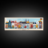 Hanover Germany Panoramic Travel Poster, Framed Canvas Print or Metal Wall Art, Travel Art, Home Decor, Panoramic Painting, Midcentury Art