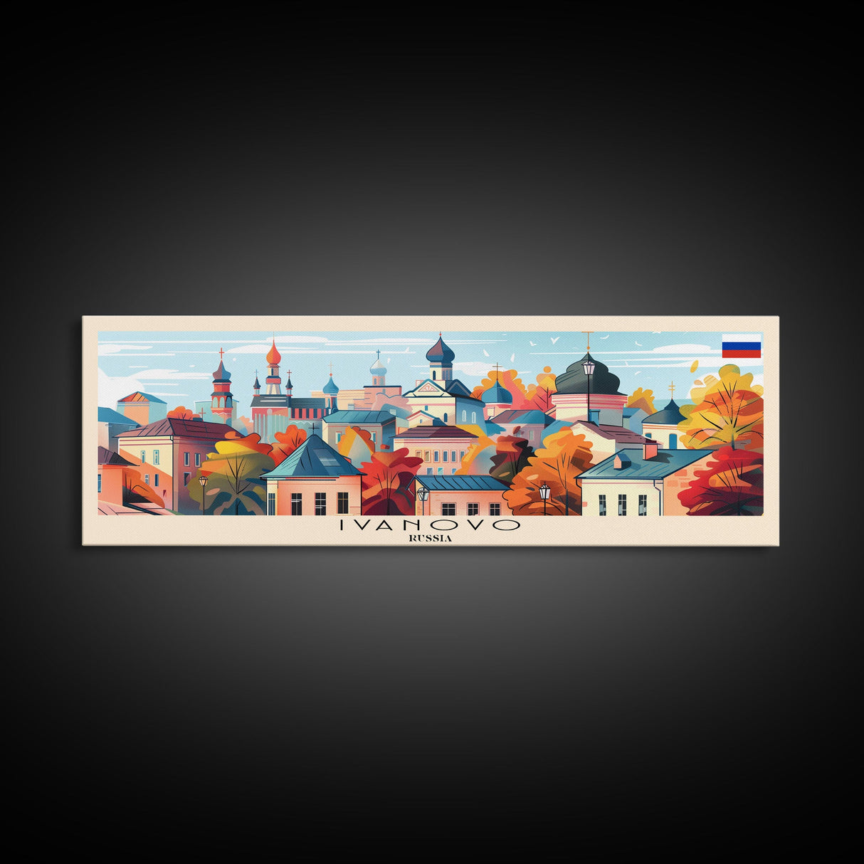 Ivanovo Russia Panoramic Travel Poster, Framed Canvas Print or Metal Wall Art, Travel Art, Home Decor, Panoramic Painting, Midcentury Art