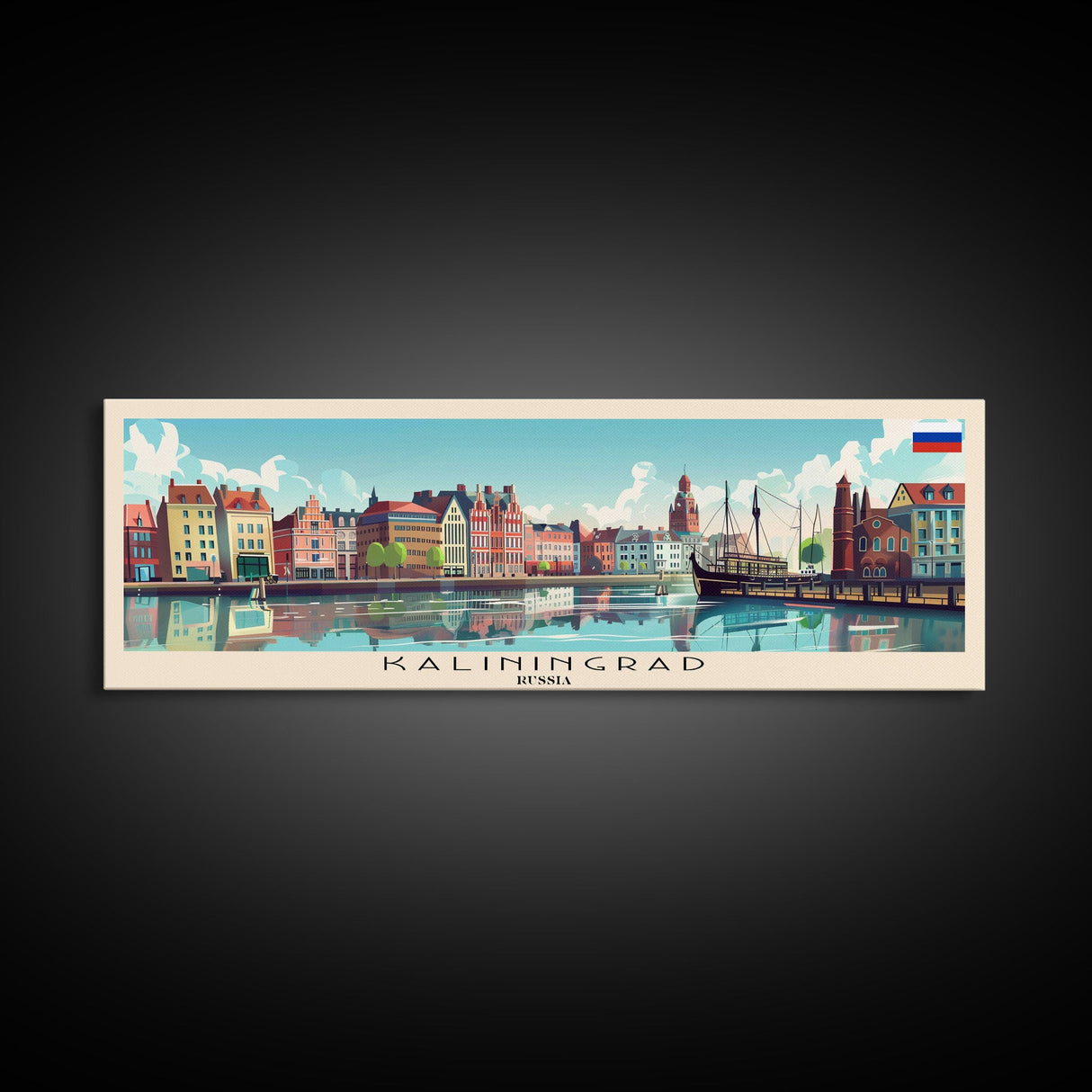Kaliningrad Russia Travel Print Wall Art, Panoramic City Art, Travel Art, Wall Decor, Vacation Gift, Framed Canvas Print Or Metal Art