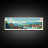 Kutaisi Georgia Panoramic Travel Poster, Framed Canvas Print or Metal Wall Art, Travel Art, Home Decor, Panoramic Painting, Midcentury Art
