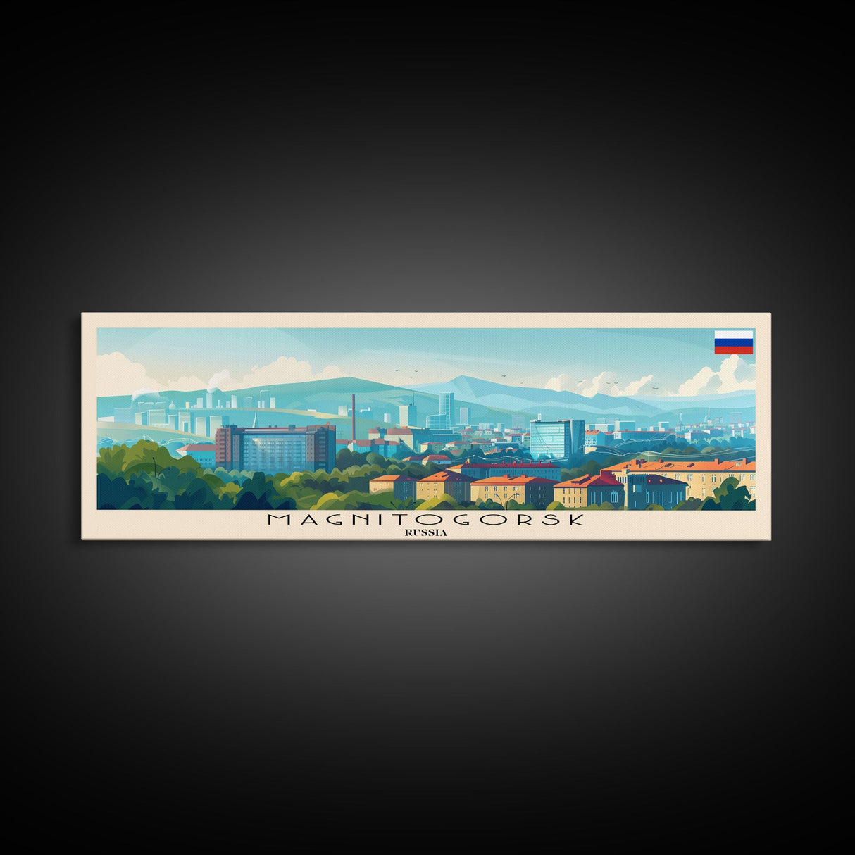 Magnitogorsk Russia Travel Print Wall Art, Panoramic City Art, Travel Art, Wall Decor, Vacation Gift, Framed Canvas Print Or Metal Art
