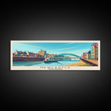 Newcastle United Kingdom Wall Art, Panoramic Travel Poster, Panoramic Framed Canvas Print, City Wall Art, Wall Hanging Home Decor, Travel Art