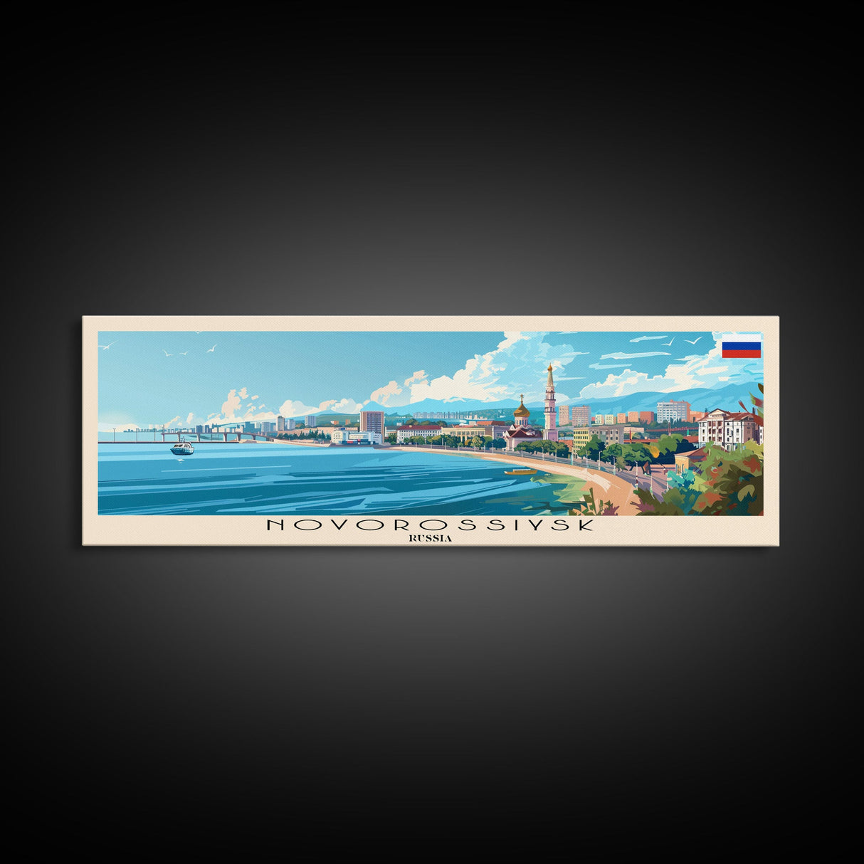 Novorossiysk Russia Wall Art, Panoramic Travel Poster, Panoramic Framed Canvas Print, City Wall Art, Wall Hanging Home Decor, Travel Art