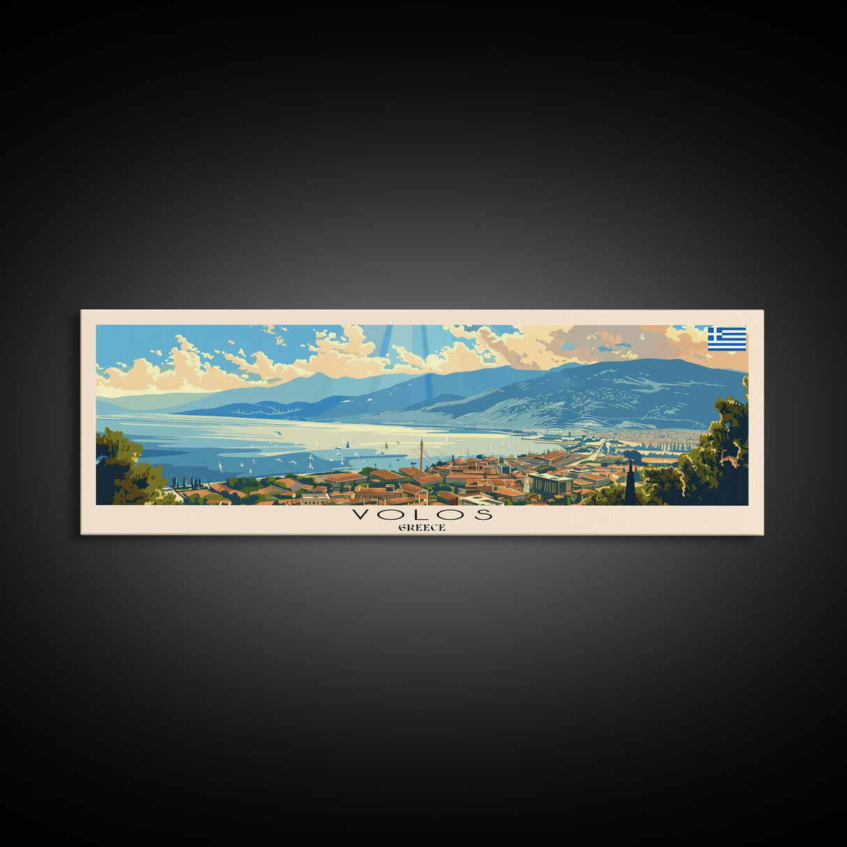 Volos Greece Travel Print Wall Art, Panoramic City Art, Travel Art, Wall Decor, Vacation Gift, Framed Canvas Print Or Metal Art