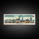 Warsaw Poland Travel Art, City Art, Framed Canvas Print or Metal Wall Art, Europe Travel Poster, Panoramic Wall Art, Extra Wide Wall Art