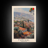 Funchal, Portugal Travel Poster Art, Framed Canvas Print for Living Room or Bedroom, Scenic Wall Art, Home Decoration