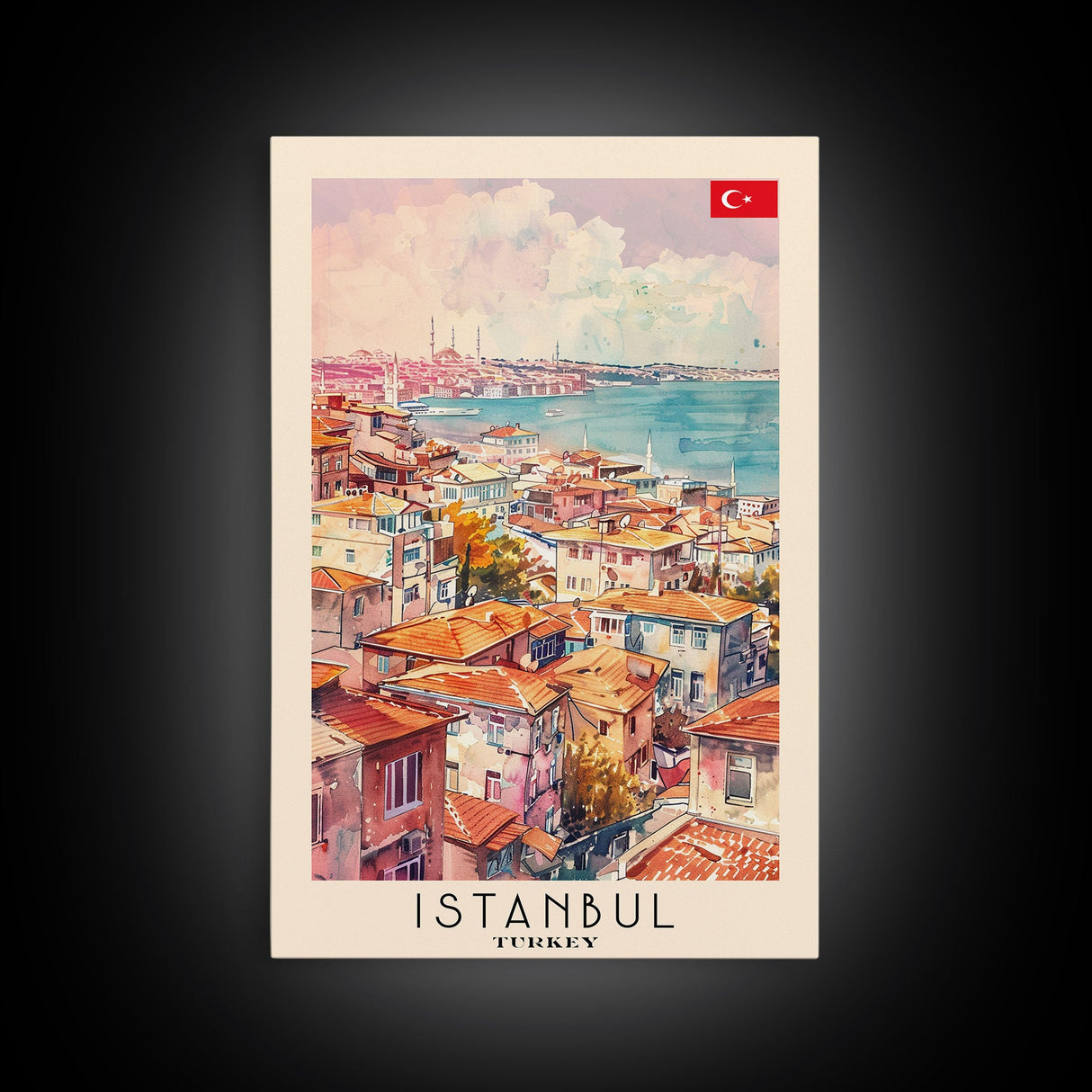 Istanbul Turkey Bosphorus Art Print, Beautiful Canvas Print for Home Decor, Travel Poster for Living Room Wall Art, Turkish Cultural Scene