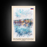 Nizhnevartovsk Russia Framed Canvas Print, Scenic Travel Poster, Watercolor Painting, Wall Art, Home Decor, Russian Landscape, Urban Style