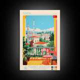 Adana Turkey Travel Poster Framed Canvas Print, Midcentury Modern Art, Pop Art Decor, Scenic View Wall Art, Vacation Gift, Home Decoration, Living Room Print