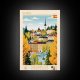 Borås Sweden Travel Poster Framed Canvas Print, Modern Art, Pop Art Wall Decor, Home Decor, Living Room Art, Artistic Gift