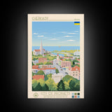 Cherkasy Ukraine Travel Poster Framed Canvas Print, Midcentury Modern Art, Pop Art Wall Decor, Home Decor, Vacation Gift, Living Room Art