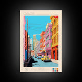 Eskişehir Turkey Travel Poster Framed Canvas Print, Midcentury Modern Art, Pop Art Wall Decor, Scenic Living Room Art, Bedroom Decor