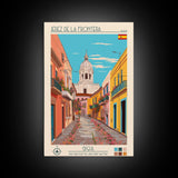 Jerez de la Frontera Spain Travel Poster Framed Canvas Print, Midcentury Modern Art, Pop Art Wall Decor, Scenic Bedroom Art, Office Decoration