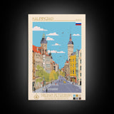 Kaliningrad Russia Travel Poster Framed Canvas Print, Midcentury Modern Art, Pop Art Wall Decor, Home Decor, Vacation Gift, Bedroom Art