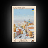 Kropyvnytskyi Ukraine Travel Poster Framed Canvas Print, Midcentury Modern Art, Pop Art Wall Decor, Home Decor, Vacation Gift, Office Art
