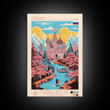 Kurgan Russia Travel Poster Framed Canvas Print, Midcentury Modern Art, Pop Art Wall Decor, Scenic Wall Art, Living Room Decoration, Office Gift