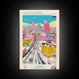 Magnitogorsk Russia Travel Poster Framed Canvas Print, Midcentury Modern Art, Pop Art Wall Decor, Scenic Living Room Art, Bedroom Gift